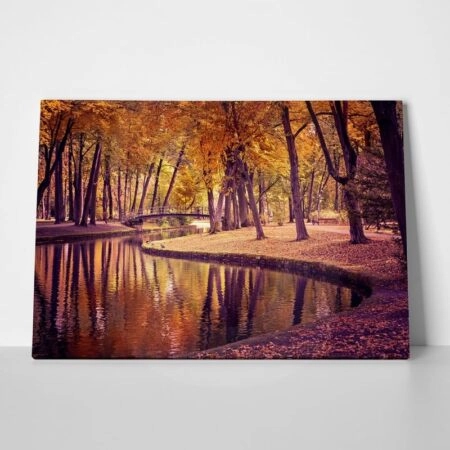 Πινακας σε καμβά OLD PARK IN FALL - Λιμνες - Ποταμια