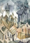 Πινακας σε καμβά OLD TOWN CUBISTIC BEIGE GREY