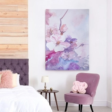 Πινακας σε καμβά PINK FLOWERS WATERCOLOR - Floral - Λουλουδια