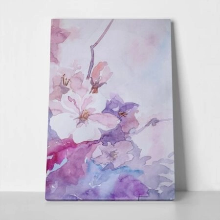 Πινακας σε καμβά PINK FLOWERS WATERCOLOR - Floral - Λουλουδια Sticky 1