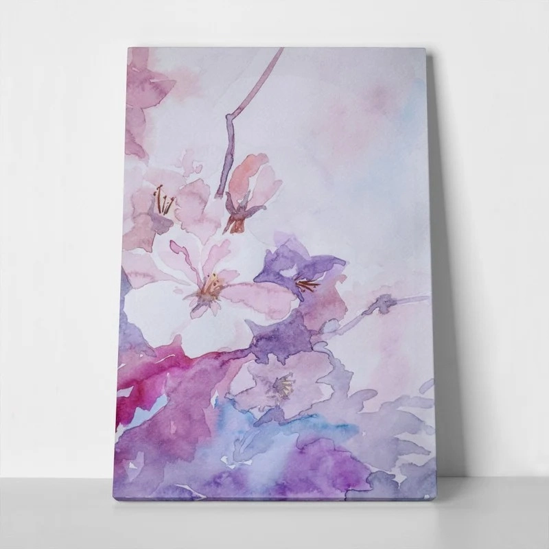 Πινακας σε καμβά PINK FLOWERS WATERCOLOR