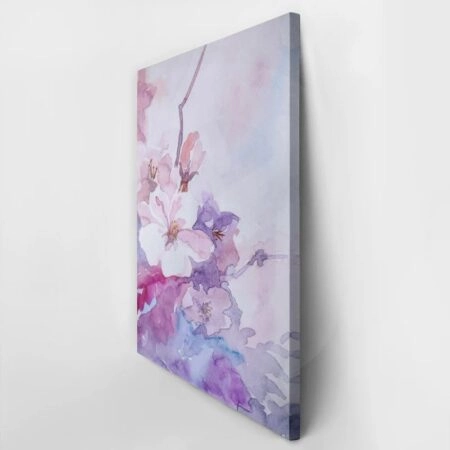 Πινακας σε καμβά PINK FLOWERS WATERCOLOR - Floral - Λουλουδια Sticky 3