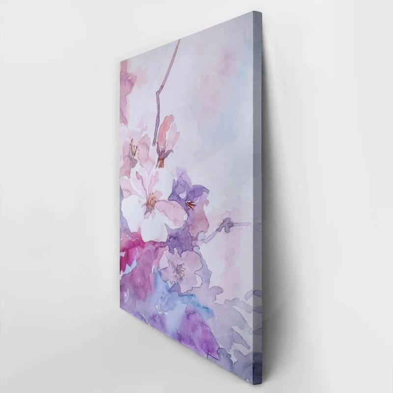 Πινακας σε καμβά PINK FLOWERS WATERCOLOR