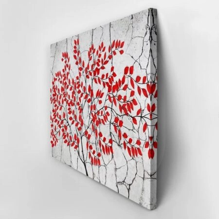 Πινακας σε καμβά RED TREE ON GREY BACKGROUND - Εργα Τεχνης Sticky 3