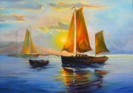 Πινακας σε καμβά SAILBOAT SUNSET 2