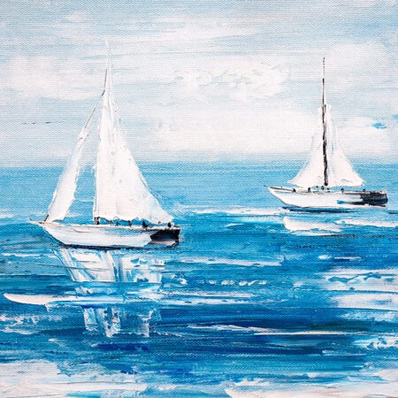 Πινακας σε καμβά SAILBOATS OIL PAINTING - Βαρκες και Καραβια Sticky 6