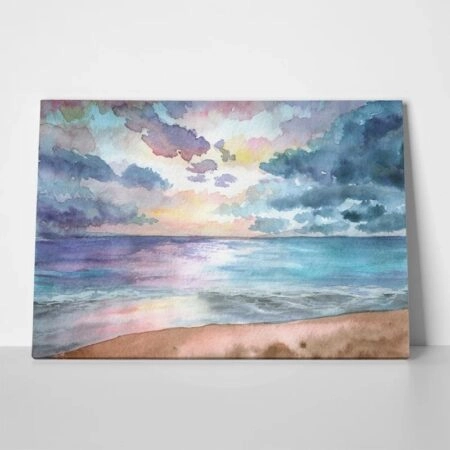 Πινακας σε καμβά SEASCAPE SUNSET WATERCOLOR - Παραλιες Sticky 1