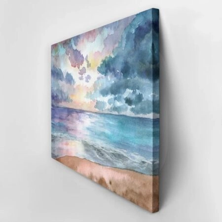 Πινακας σε καμβά SEASCAPE SUNSET WATERCOLOR - Παραλιες Sticky 3