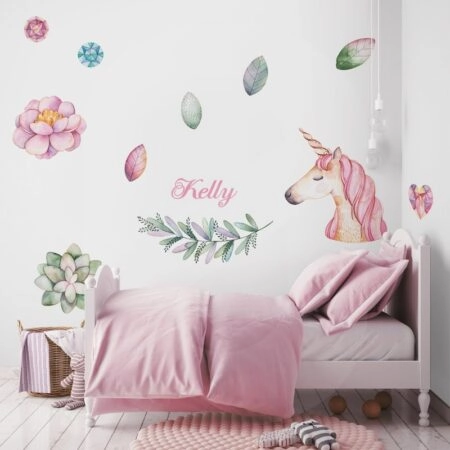Αυτοκολλητο τοιχου UNICORN NAME - Βρεφικα & Παιδικά
