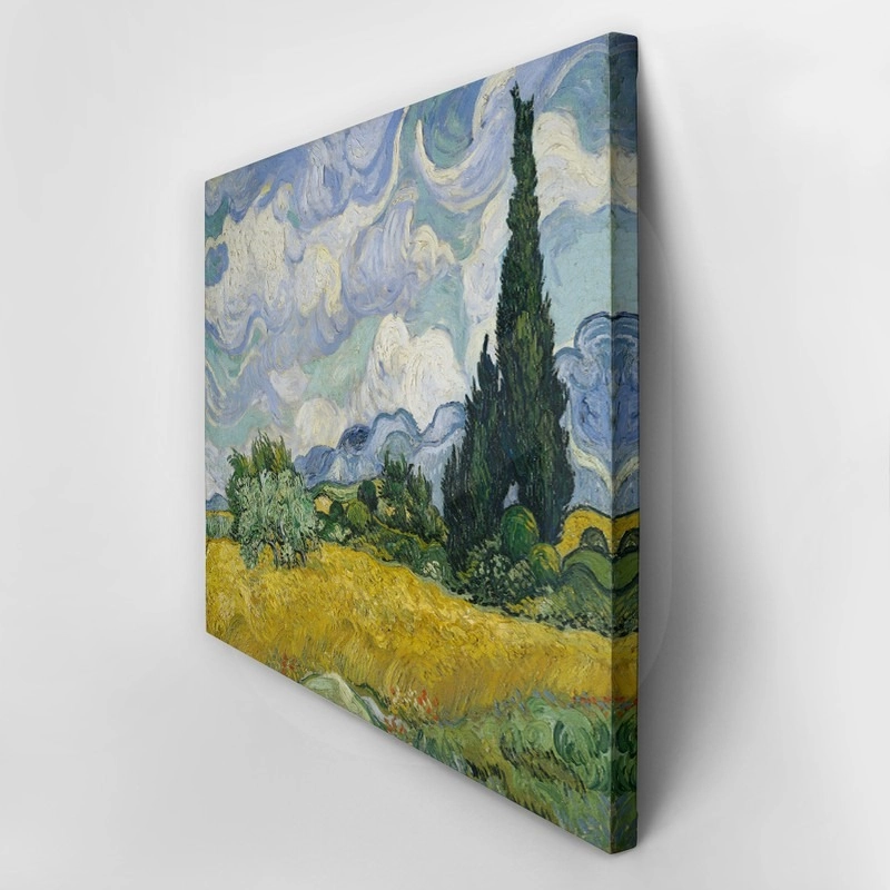 Πινακας σε καμβά VAN GOGH - WHEAT FIELD WITH CYPRESS TREES