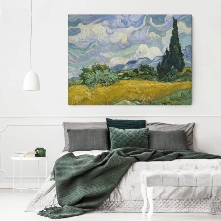 Πινακας σε καμβά VAN GOGH - WHEAT FIELD WITH CYPRESS TREES - Vincent Van Gogh