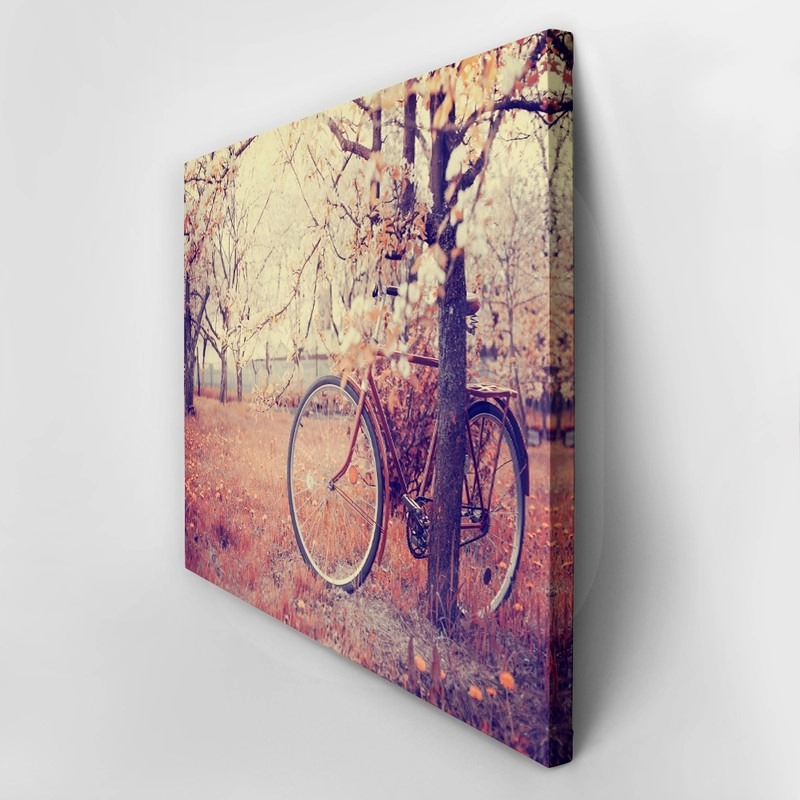 Πινακας σε καμβά VINTAGE BICYCLE FLOWERS