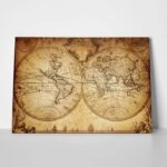 Πινακας σε καμβά VINTAGE WORLD MAP 1733