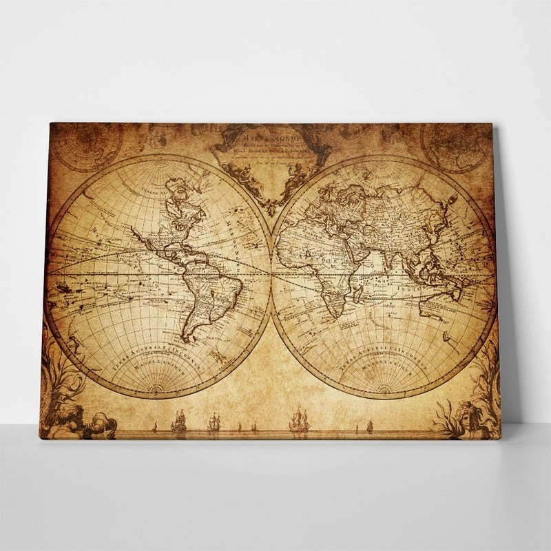 Πινακας σε καμβά VINTAGE WORLD MAP 1733