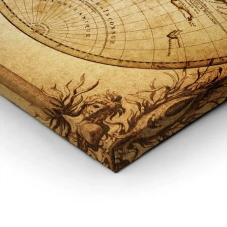 Πινακας σε καμβά VINTAGE WORLD MAP 1733 - Χαρτες Sticky 1