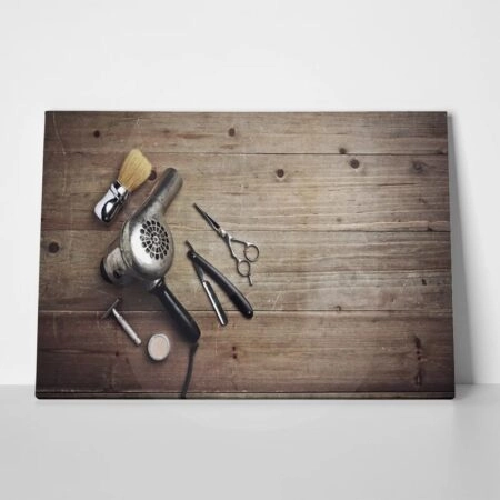 Πινακας σε καμβά VINTAGE BARBER EQUIPMENT - Μοδα και Διασκεδαση