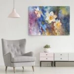 Πινακας σε καμβά WATERCOLOR DAFFODILS COLORFUL BACKGROUND