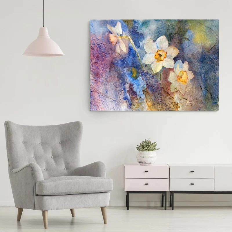 Πινακας σε καμβά WATERCOLOR DAFFODILS COLORFUL BACKGROUND