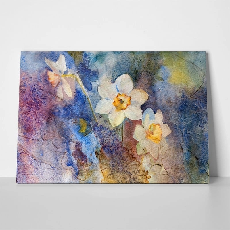 Πινακας σε καμβά WATERCOLOR DAFFODILS COLORFUL BACKGROUND
