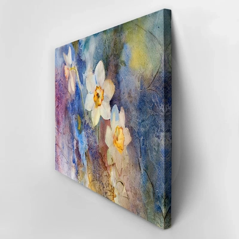 Πινακας σε καμβά WATERCOLOR DAFFODILS COLORFUL BACKGROUND