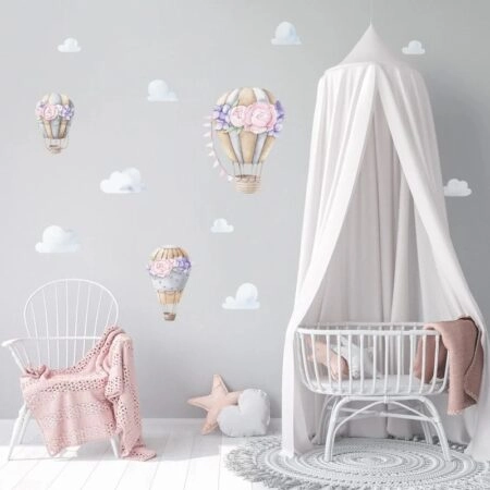 Αυτοκολλητο τοιχου WATERCOLOR BALLOONS AND FLOWERS - Βρεφικα & Παιδικά