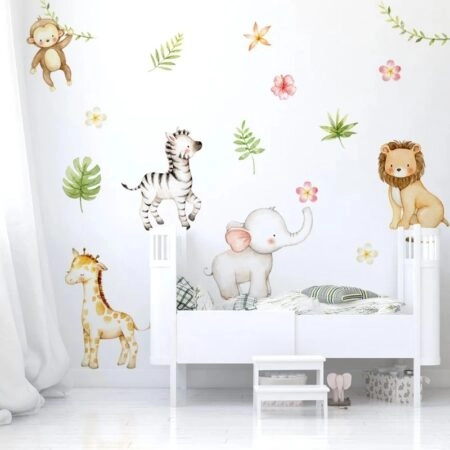Αυτοκολλητο τοιχου WATERCOLOR JUNGLE ANIMALS - Βρεφικα & Παιδικά