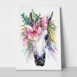 OUTLET Πινακας σε καμβά WATERCOLOR UNICORN ILLUSTRATION 40cm x 65cm