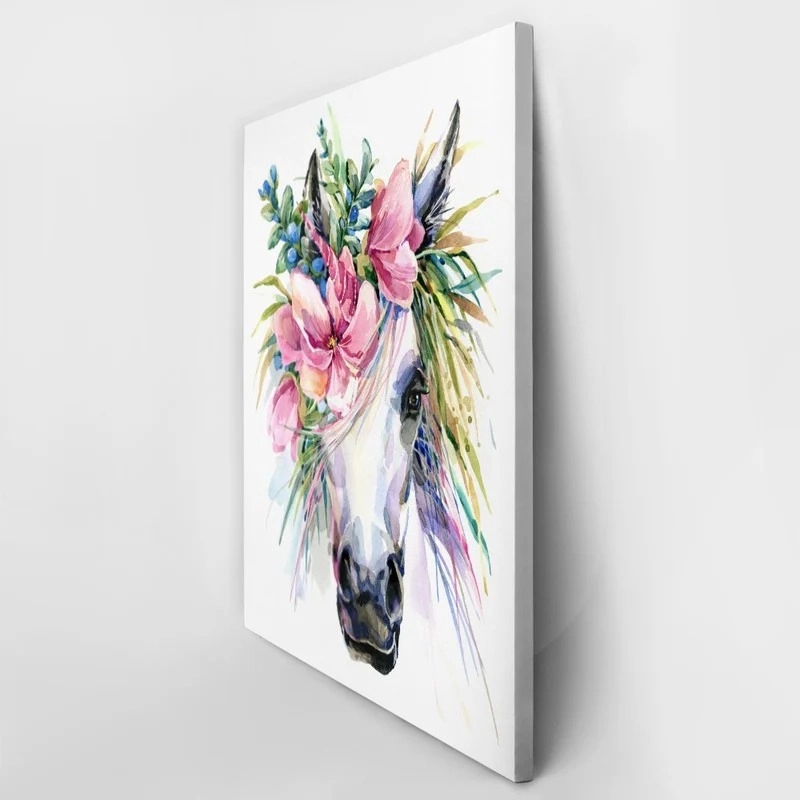 OUTLET Πινακας σε καμβά WATERCOLOR UNICORN ILLUSTRATION 40cm x 65cm