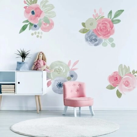Αυτοκολλητο τοιχου WATERCOLOR ABSTRACT FLOWERS - Floral - Λουλουδια