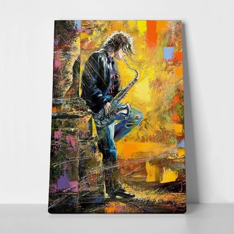 Πινακας σε καμβά YOUNG GUY PLAYING A SAXOPHONE
