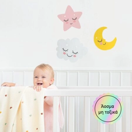 Αυτοκολλητο τοιχου CUTE SLEEPING CLOUD MOON AND STAR - Βρεφικα & Παιδικά Sticky 2