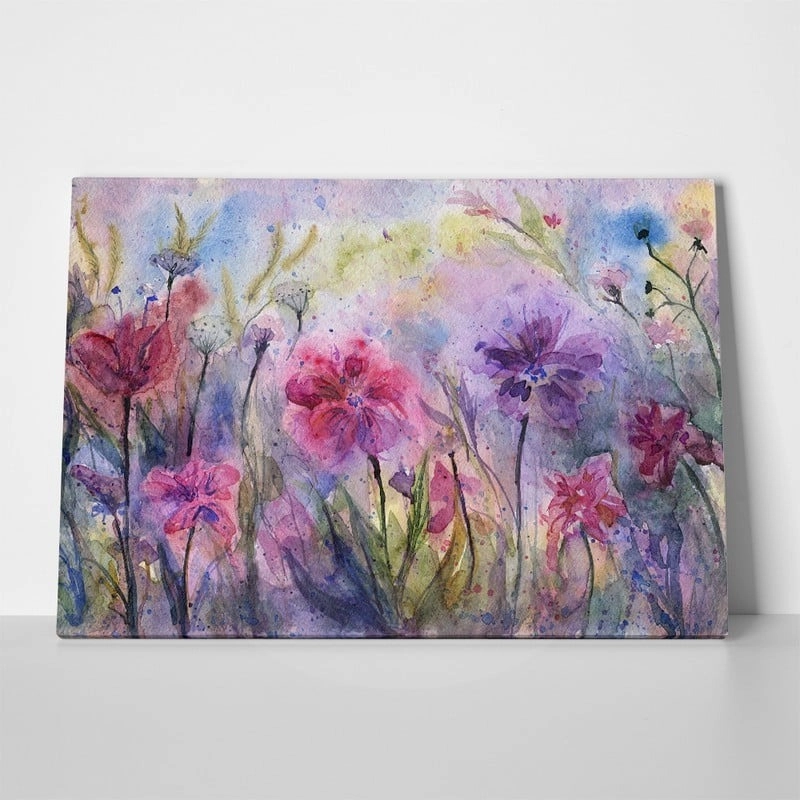 Πινακας σε καμβά ABSTRACT VIOLETS AND HERBS