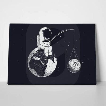 Πινακας σε καμβά ASTRONAUT FISHING MOON - Παιδικοι και set