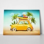 Πινακας σε καμβά BEACH FUNNY RETRO CAR