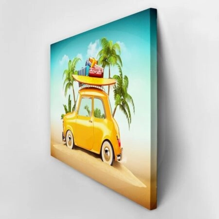Πινακας σε καμβά BEACH FUNNY RETRO CAR - Αυτοκινητα Sticky 2
