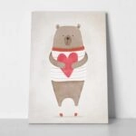 Πινακας σε καμβά BEAR HOLDING HEART