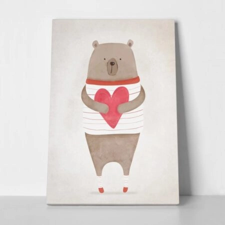 Πινακας σε καμβά BEAR HOLDING HEART - Παιδικοι και set Sticky 1