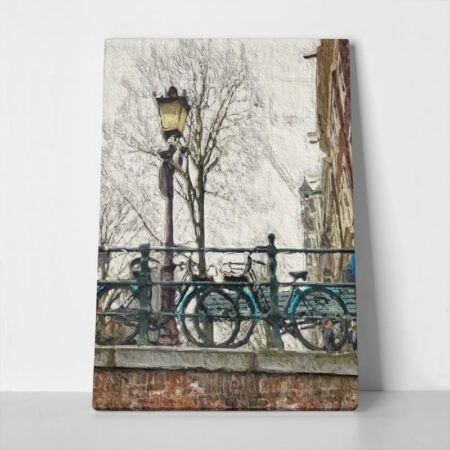Πινακας σε καμβά BICYCLES ON BRIDGE - Ποδηλατα