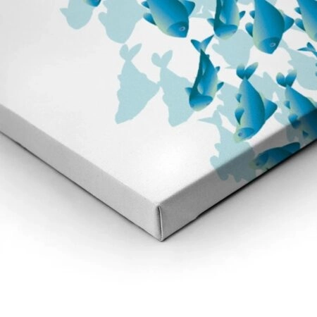 Πινακας σε καμβά BLUE SCHOOL FISH - Ψαρια - Ζωα της θαλασσας Sticky 5