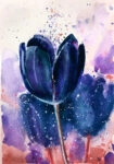 Πινακας σε καμβά BLUE TULIPS WATERCOLOR