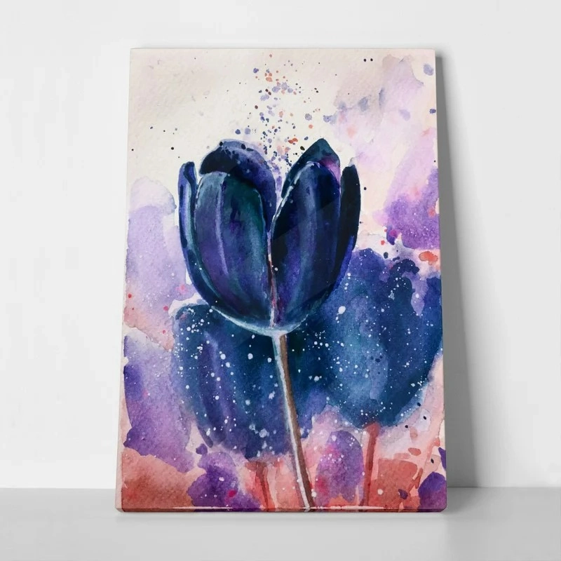 Πινακας σε καμβά BLUE TULIPS WATERCOLOR