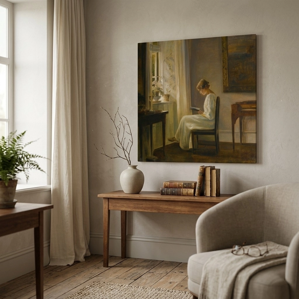 Πίνακας CARL HOLSOE INTERIOR WITH A WOMAN READING