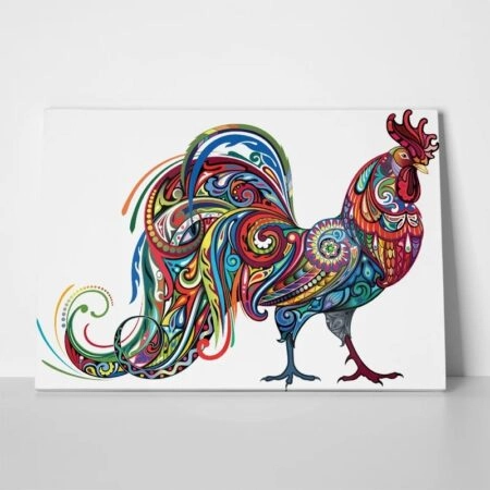 Πινακας σε καμβά COLORFUL PATTERN DRAWING ROOSTER - Πουλια