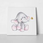 Πίνακας σε καμβά CUTE ELEPHANT WITH BUTTERFLY