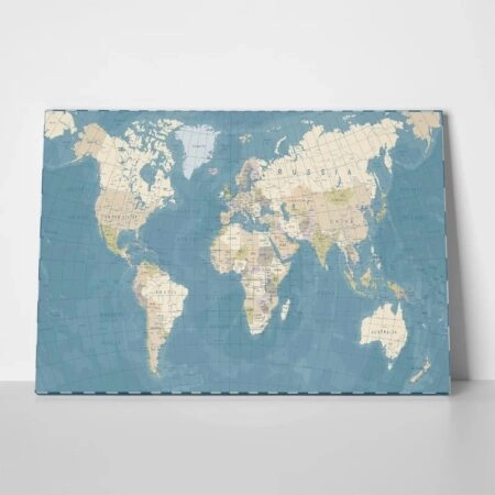 Πινακας σε καμβά DETAILED VINTAGE WORLD MAP - Χαρτες