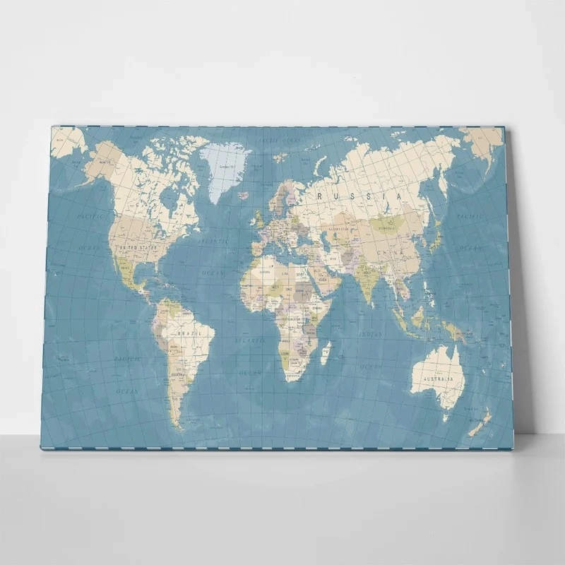 Πινακας σε καμβά DETAILED VINTAGE WORLD MAP