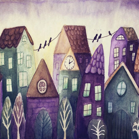Πινακας σε καμβά FANTASY COLORFUL HOUSES - Πολεις και Αρχιτεκτονικη Sticky 4