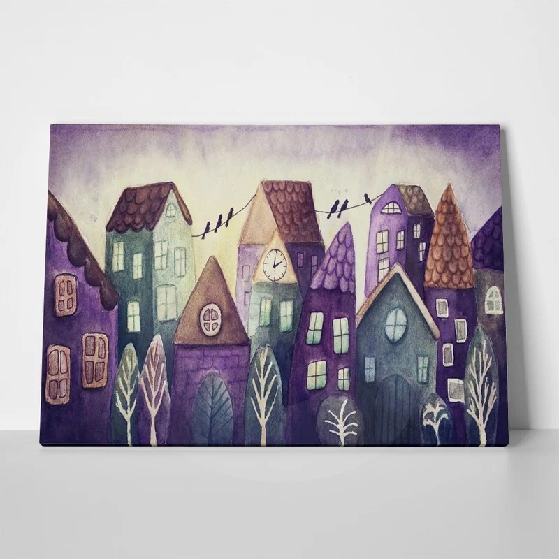 Πινακας σε καμβά FANTASY COLORFUL HOUSES