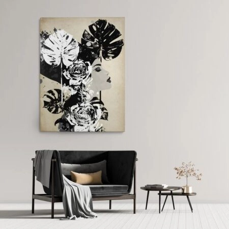 Πινακας σε καμβά FLORAL WOMAN PROFILE - Πορτραιτα και Φιγουρες