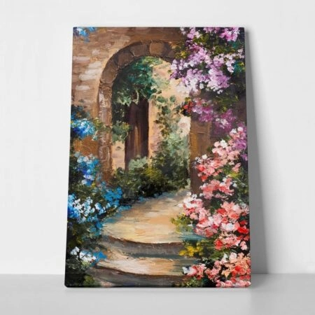 Πινακας σε καμβά FLOWERS AROUND THE TERRACE - Floral - Λουλουδια